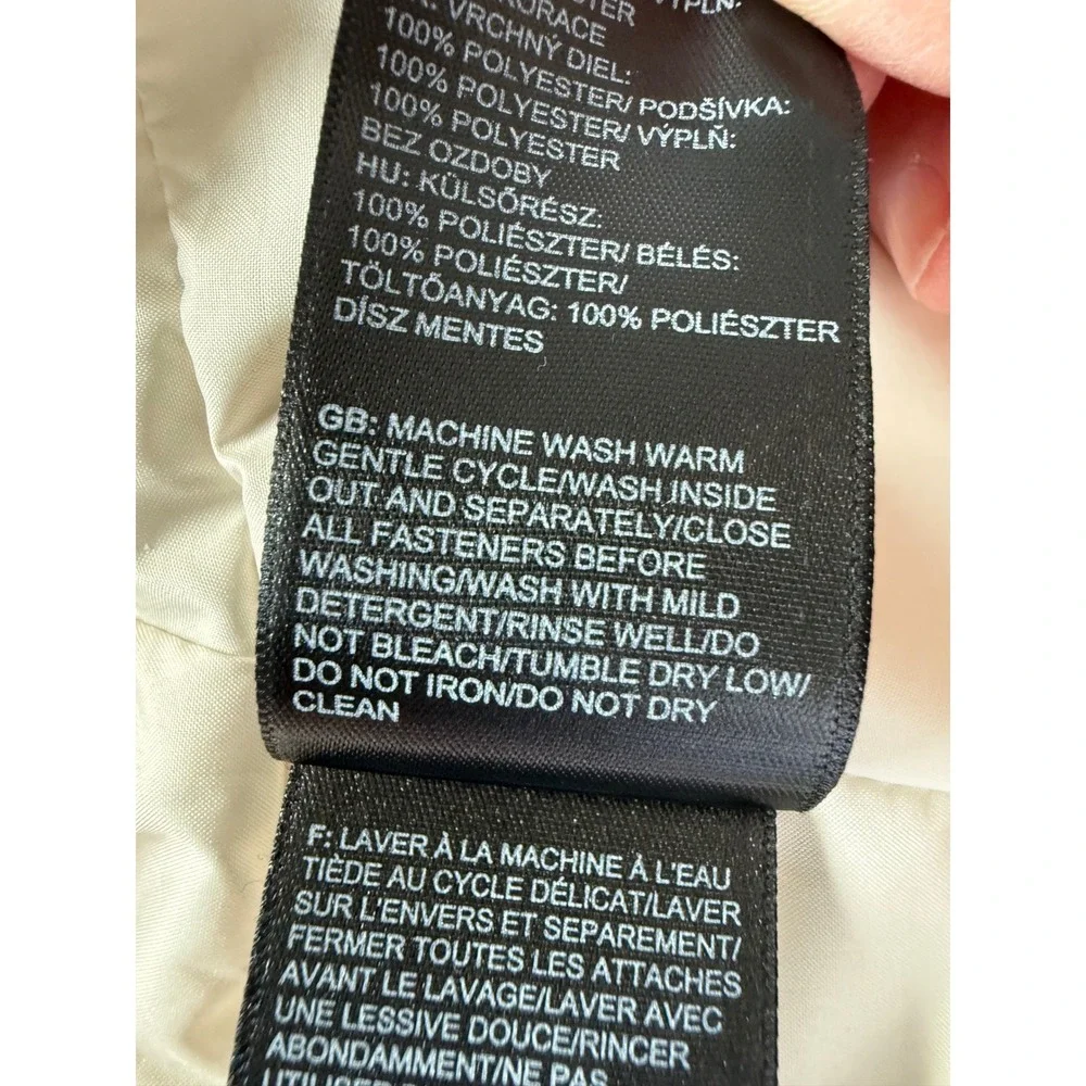 The North Face White Black‎ Puffer Jacket Womens Small BluSky Logo Full Zip Coat